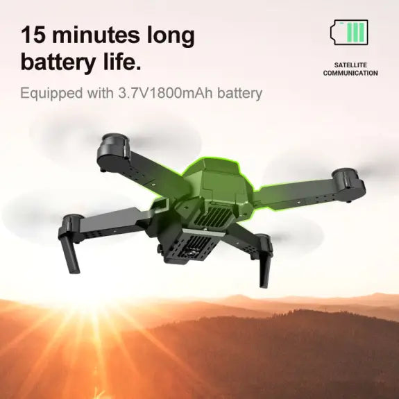 طائرة بدون طيار E88 مزودة بكاميرا FPV بدقة 4K UHD، وميزة التعرف الذكي على التقاط الصور بالإيماءات، وعدسة قابلة للتعديل بزاوية 90 درجة