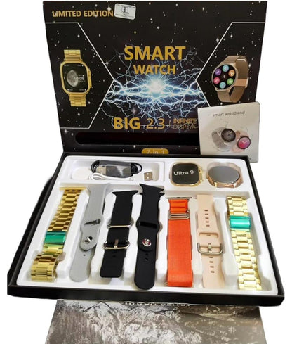 7 in 1 Ultra gold smart Watch Health,GPS, NFC, and Wireless Charging