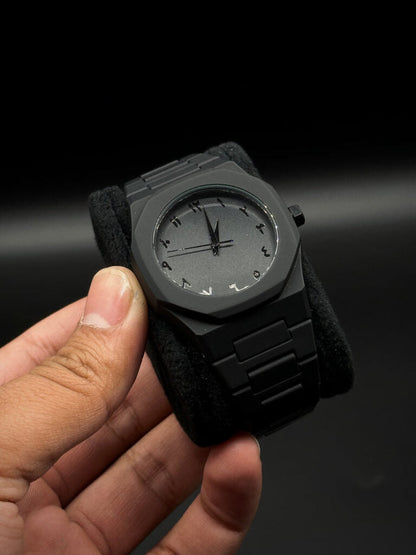 ساعة أورا العربية الفاخرة باللون الأسود  Premium Black Arabic Aura Watch