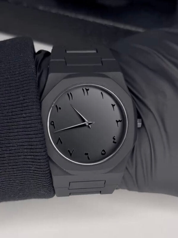ساعة أورا العربية الفاخرة باللون الأسود  Premium Black Arabic Aura Watch