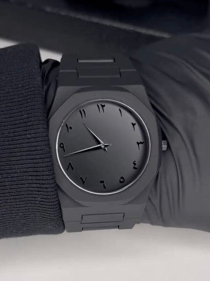 ساعة أورا العربية الفاخرة باللون الأسود  Premium Black Arabic Aura Watch